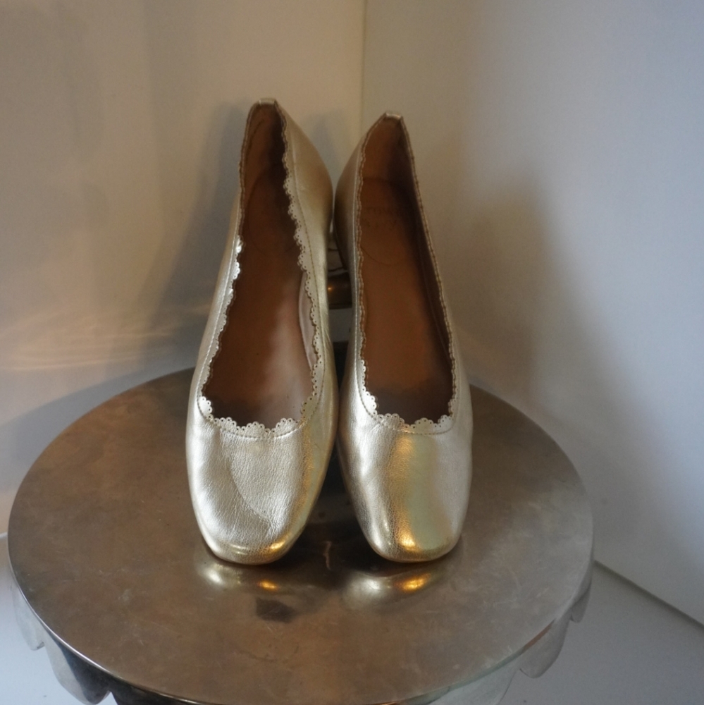 CROWN & IVY Gold Ballet Flat